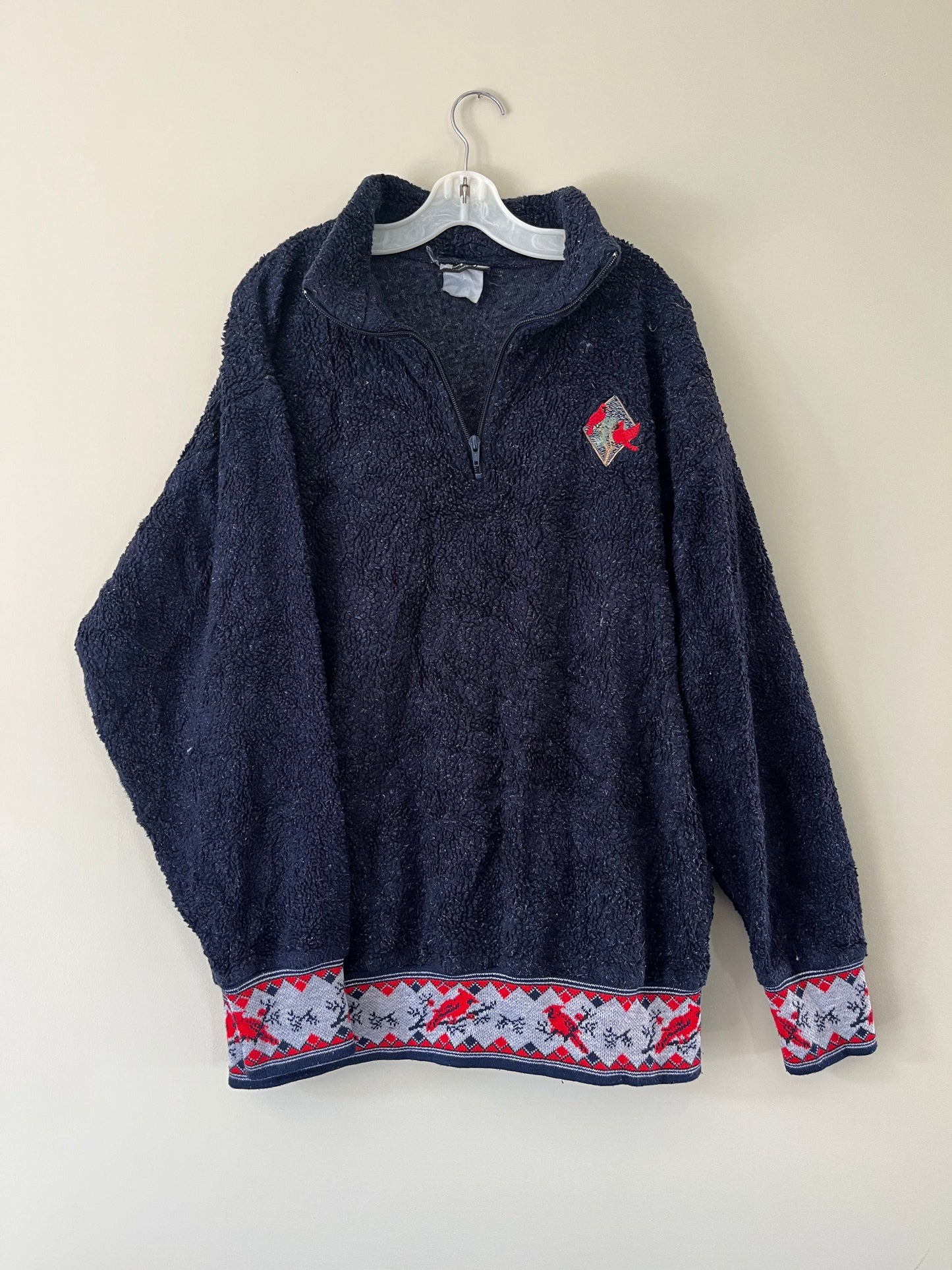 Vintage Red Birdy 1/4 Zip Fleece | L