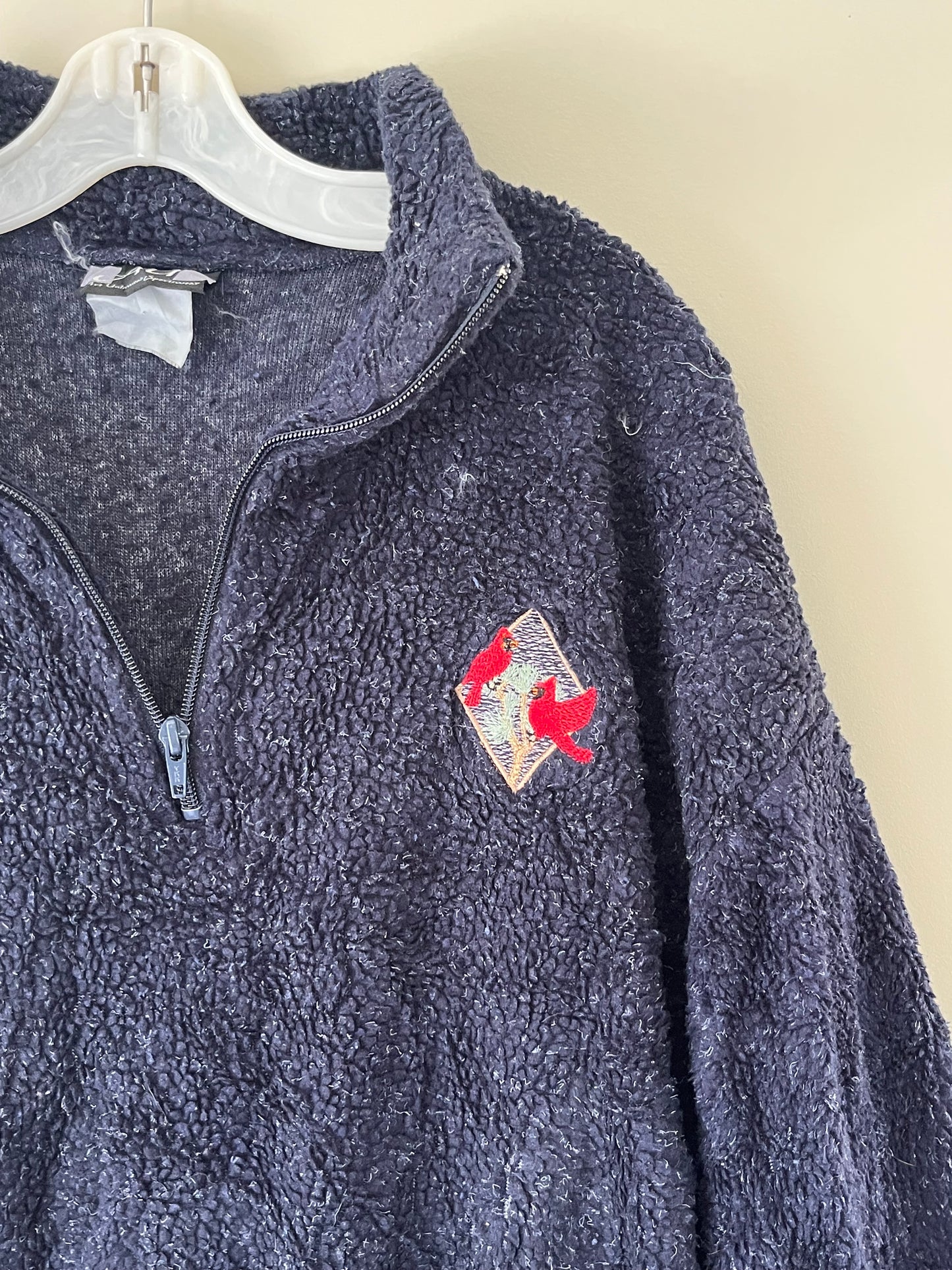 Vintage Red Birdy 1/4 Zip Fleece | L