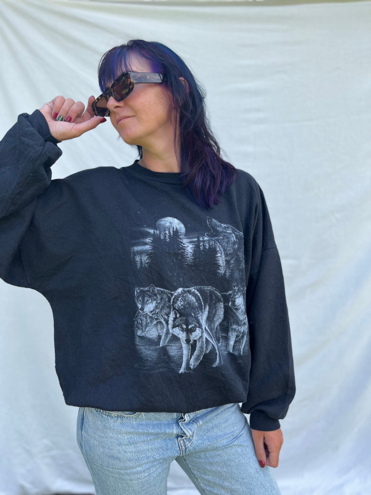 Vintage Wolf Crew Sweater | XL