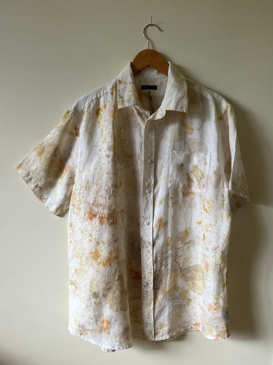 Upcycled Linen Button Up Top | L